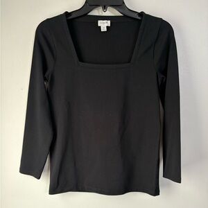 LOFT Black Square Neck Blouse size xsmall